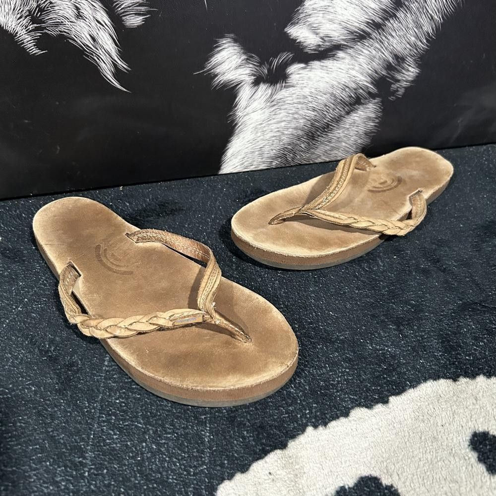 Rainbow Flirty Braidy Flip-Flop Sandal Women's Brown Single Layer Arch Support